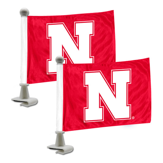 Nebraska Cornhuskers Ambassador Car Flags - 2 Pack Mini Auto Flags, 4in X 6in - Nebraska