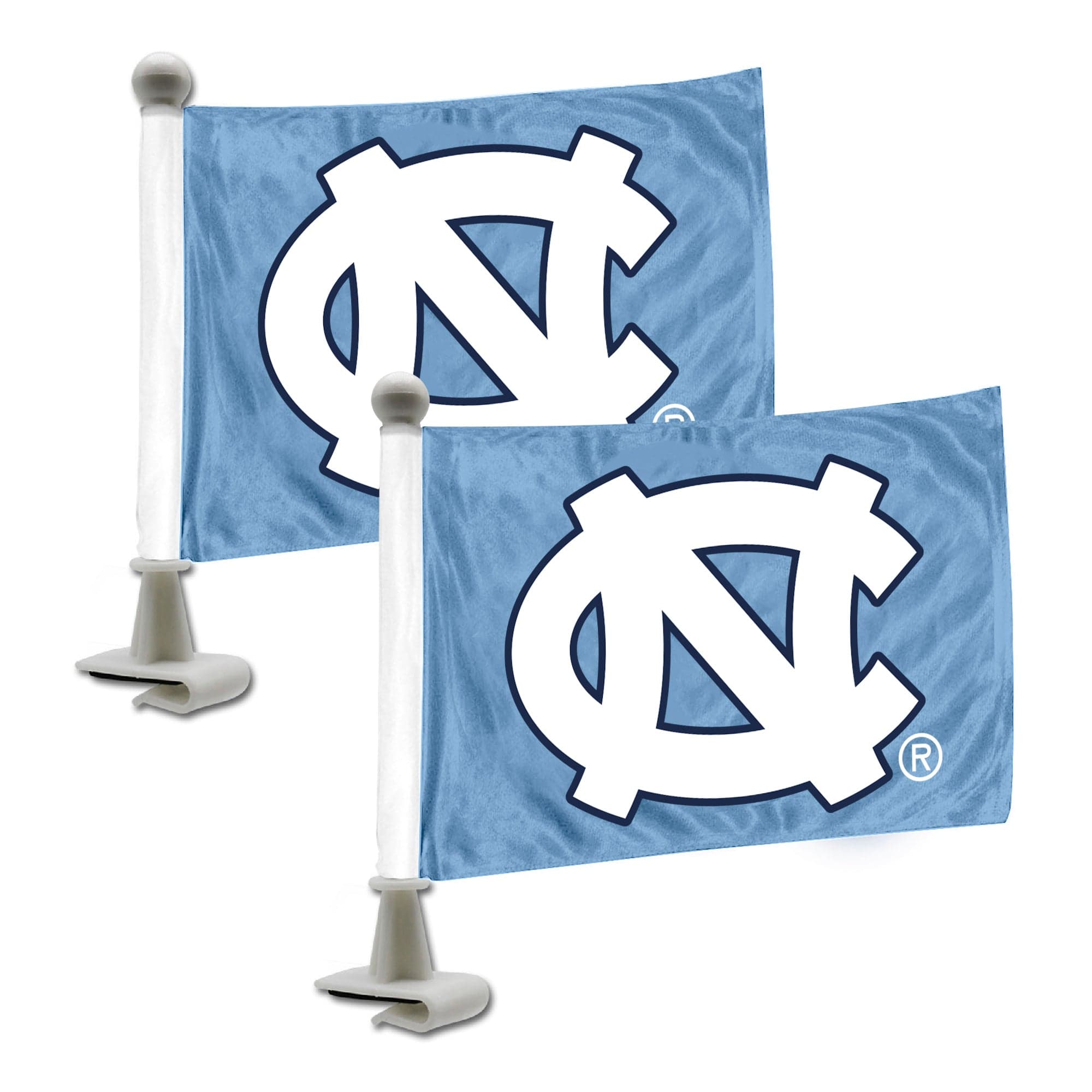 North Carolina Tar Heels Ambassador Car Flags - 2 Pack Mini Auto Flags, 4in X 6in - North Carolina