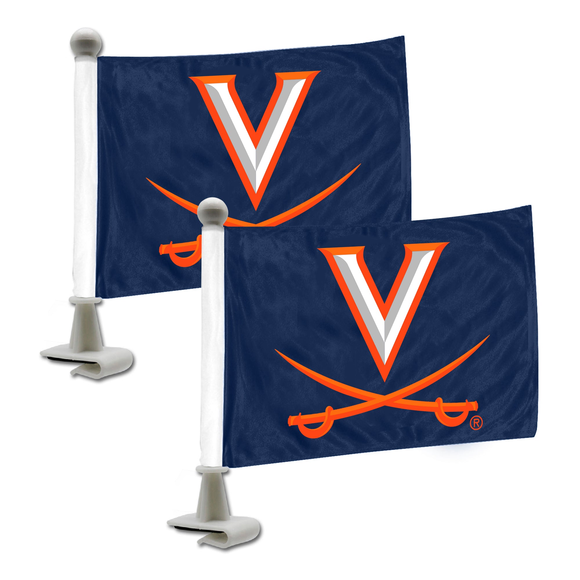 Virginia Cavaliers Ambassador Car Flags - 2 Pack Mini Auto Flags, 4in X 6in