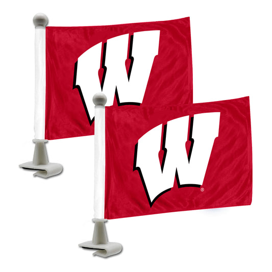 Wisconsin Badgers Ambassador Car Flags - 2 Pack Mini Auto Flags, 4in X 6in