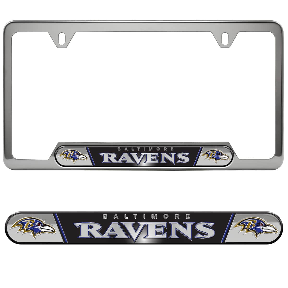 Baltimore Ravens Embossed License Plate Frame, 6.25in x 12.25in - Baltimore Ravens