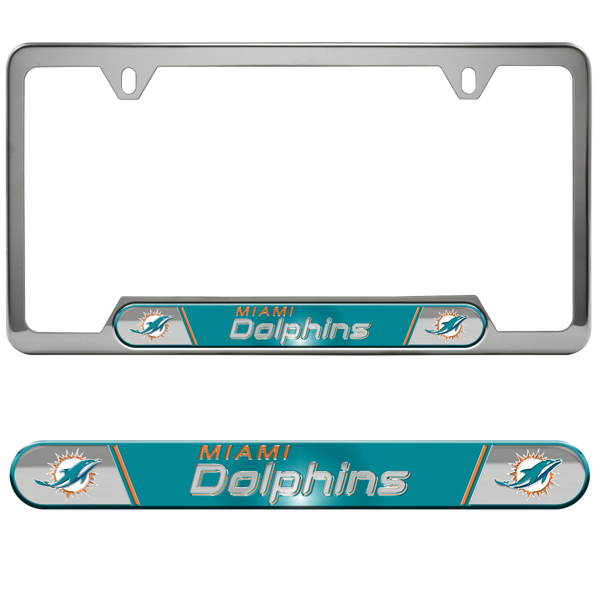 Miami Dolphins Embossed License Plate Frame, 6.25in x 12.25in