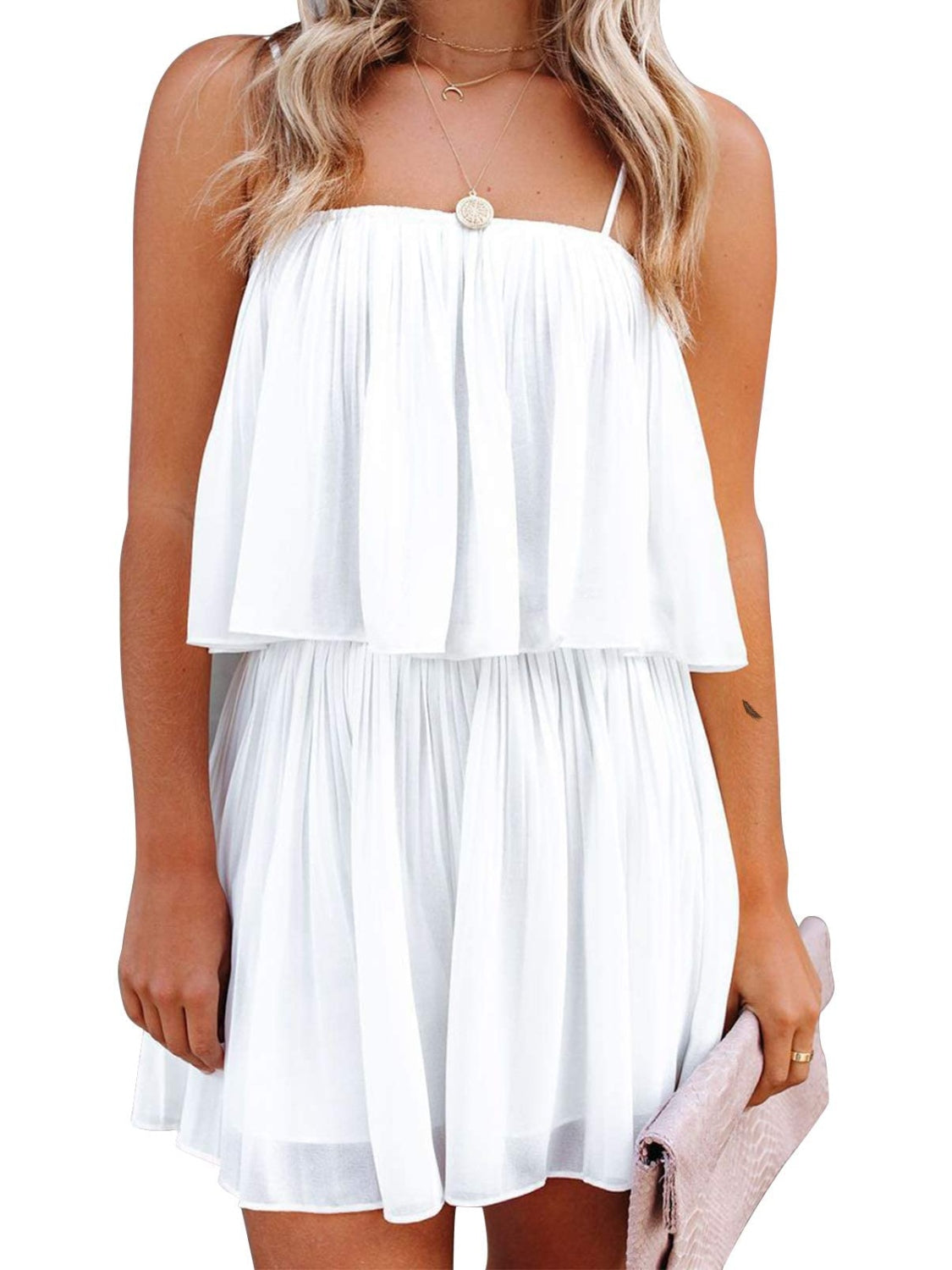 Ruched Spaghetti Strap Romper - Flyclothing LLC