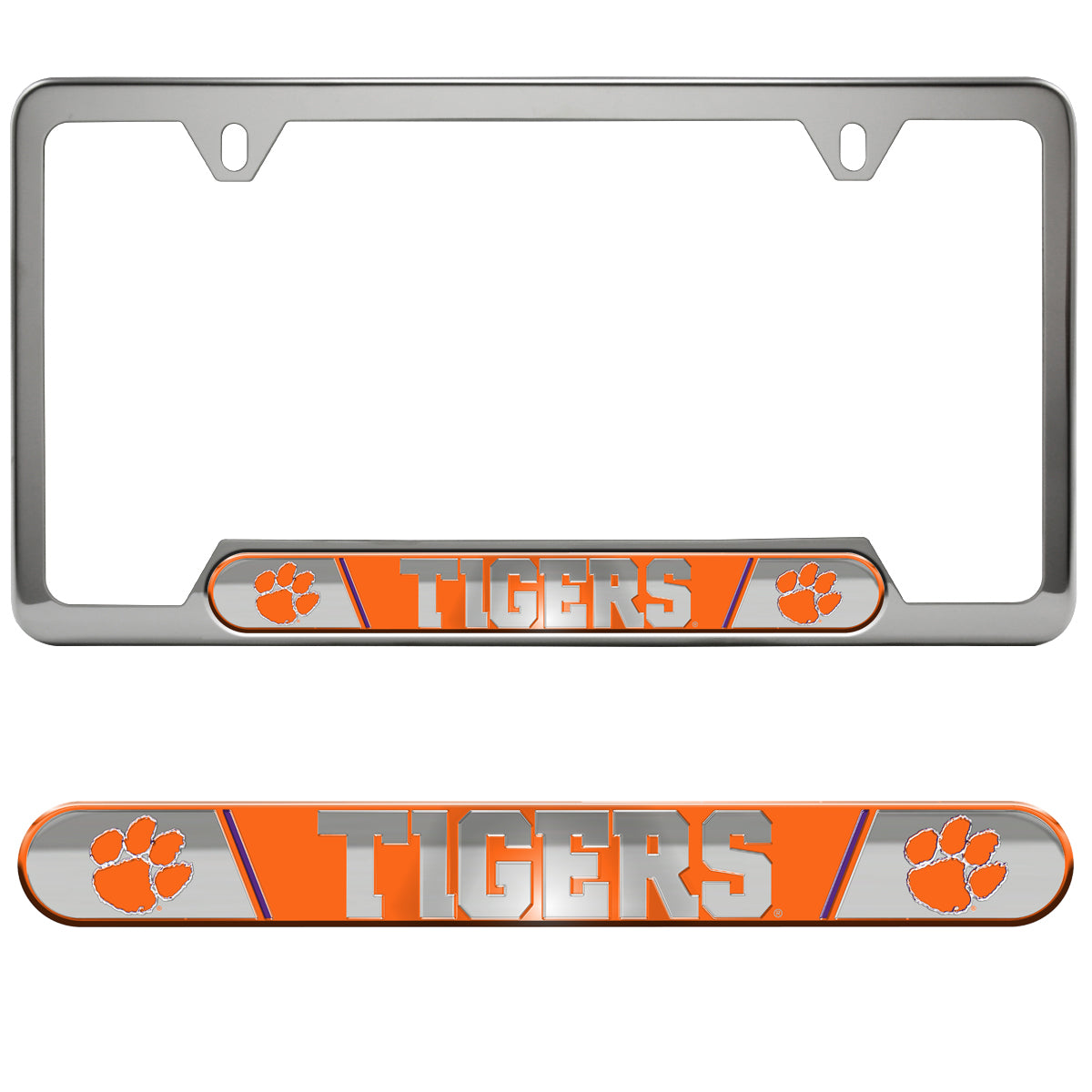 Clemson Tigers Embossed License Plate Frame, 6.25in x 12.25in - Clemson