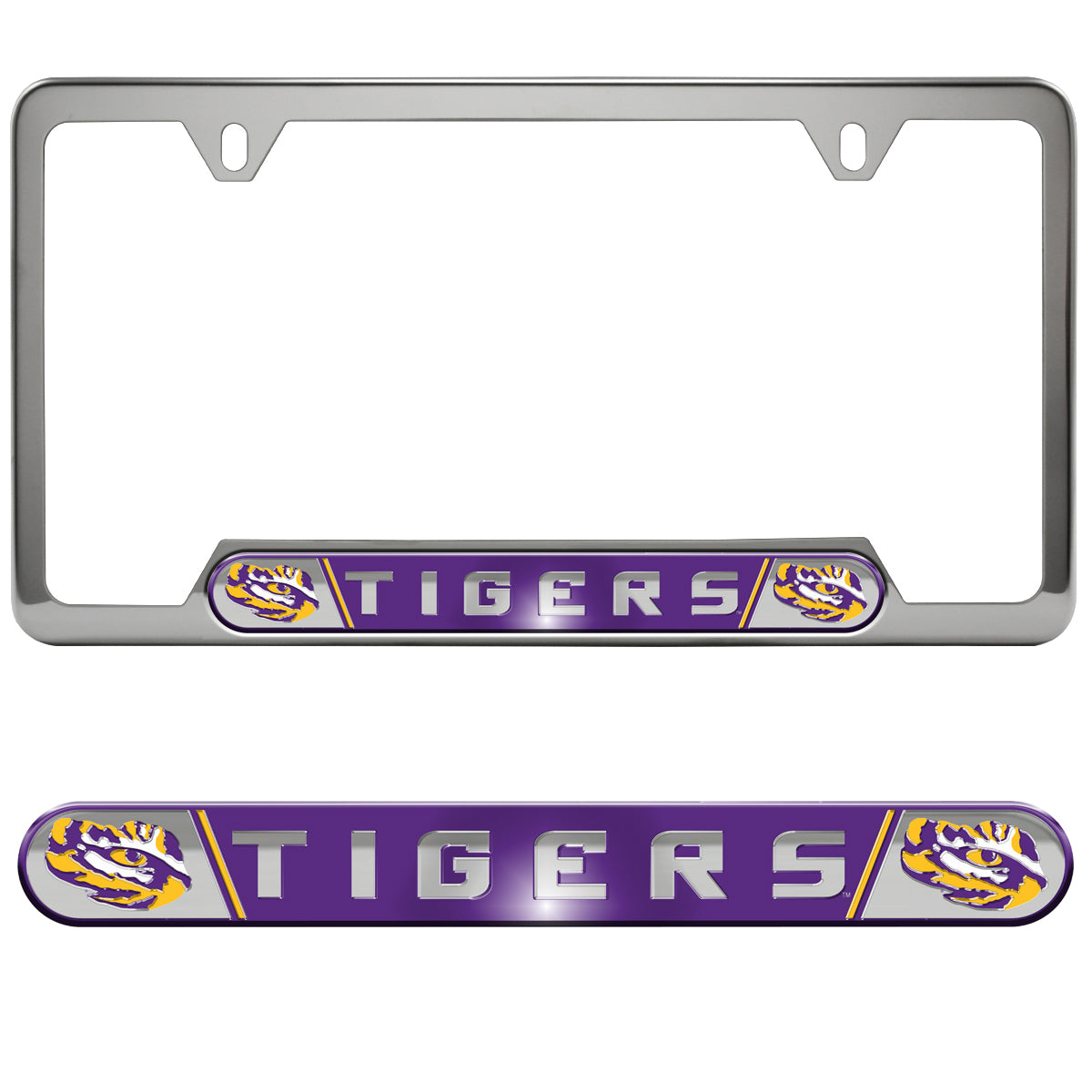 LSU Tigers Embossed License Plate Frame, 6.25in x 12.25in