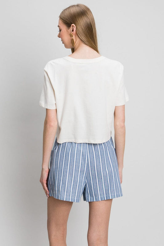 Cotton Bleu by Nu Label Yarn Dye Striped Shorts - Trendsi