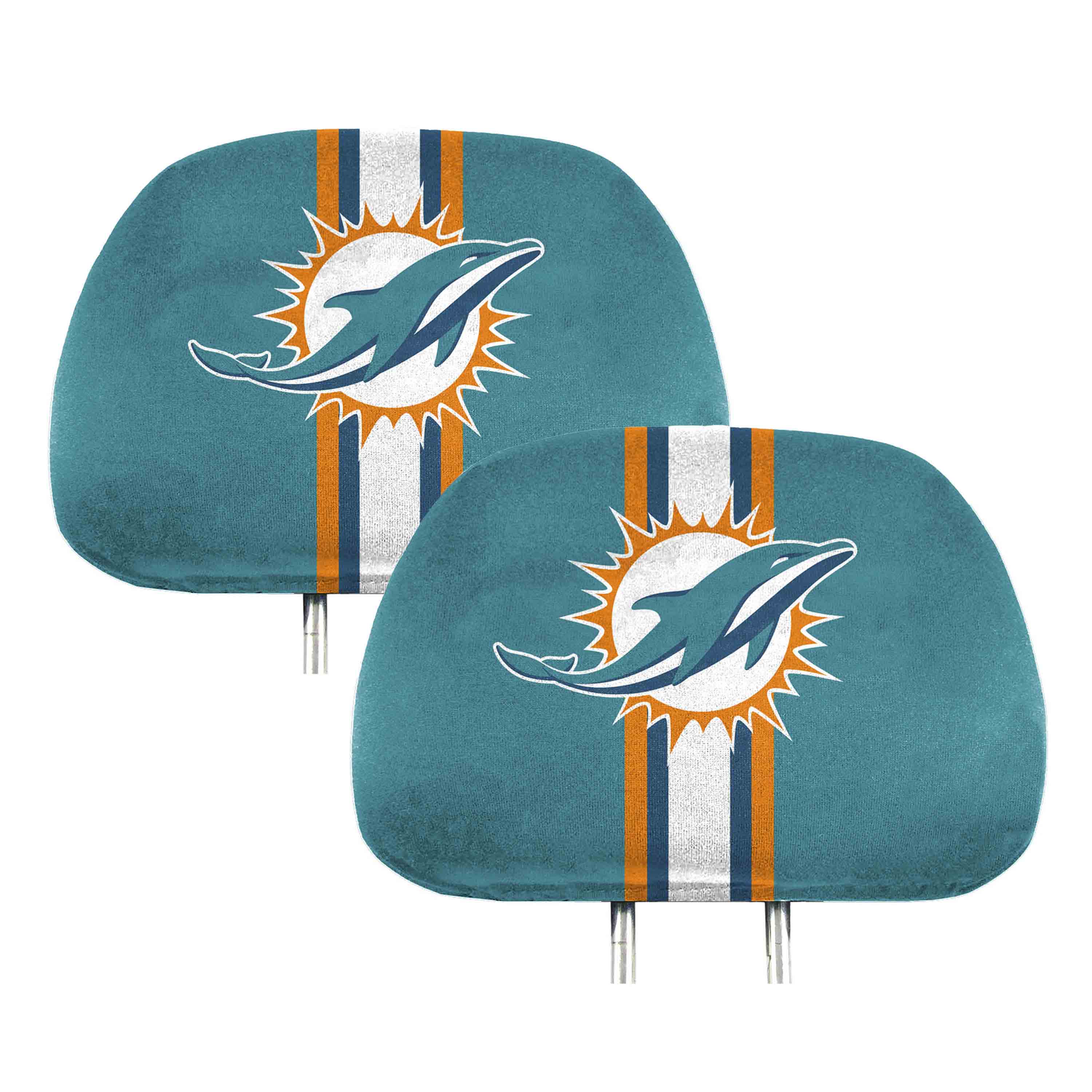 Miami Dolphins Printed Head Rest Cover Set - 2 Pieces