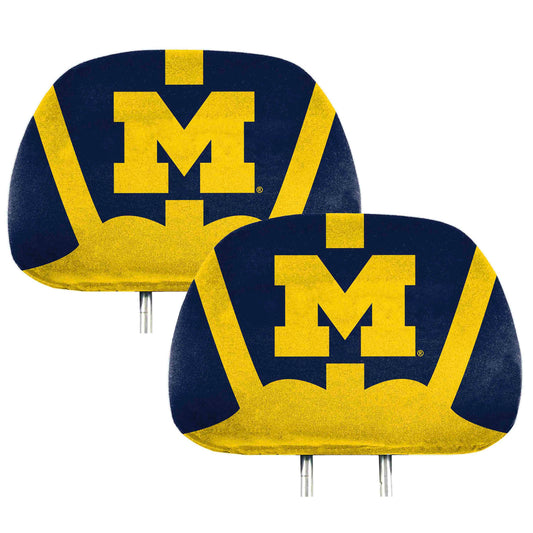 Michigan Wolverines Printed Head Rest Cover Set - 2 Pieces