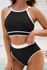 Crisscross Contrast Trim Bikini Set - Trendsi