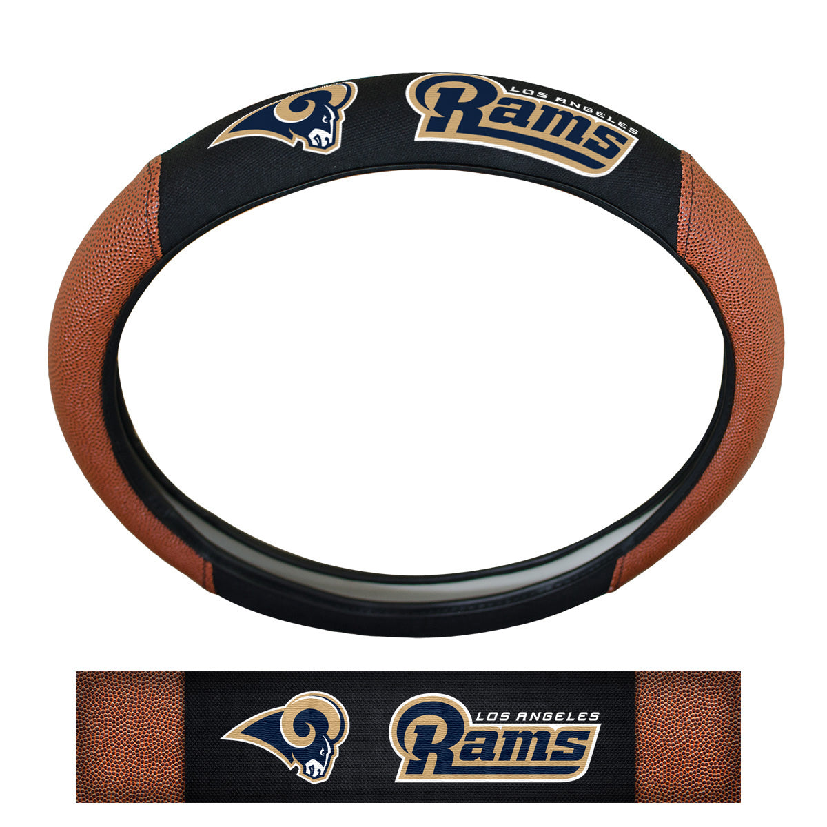 Los Angeles Rams Football Grip Steering Wheel Cover 15" Diameter