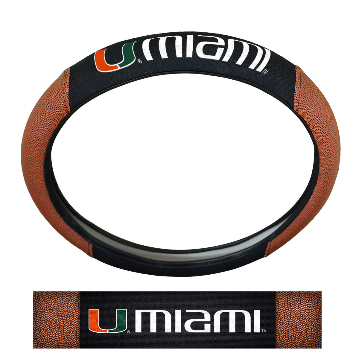 Miami Hurricanes Football Grip Steering Wheel Cover 15" Diameter