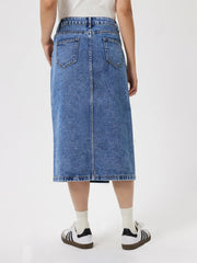 Slit Midi Denim Skirt with Pockets