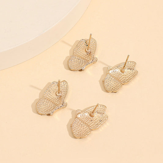 2 Piece Rhinestone Alloy Butterfly Stud Earrings - Flyclothing LLC