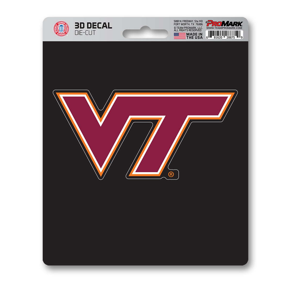 Virginia Tech Hokies 3D Decal Sticker