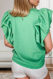 Ruched Round Neck Short Sleeve Blouse - Flyclothing LLC