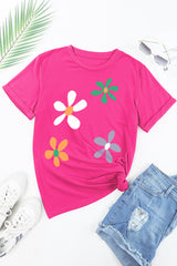 Flower Round Neck Short Sleeve T-Shirt Trendsi