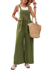 Full Size Square Neck Wide Strap Overalls - Trendsi