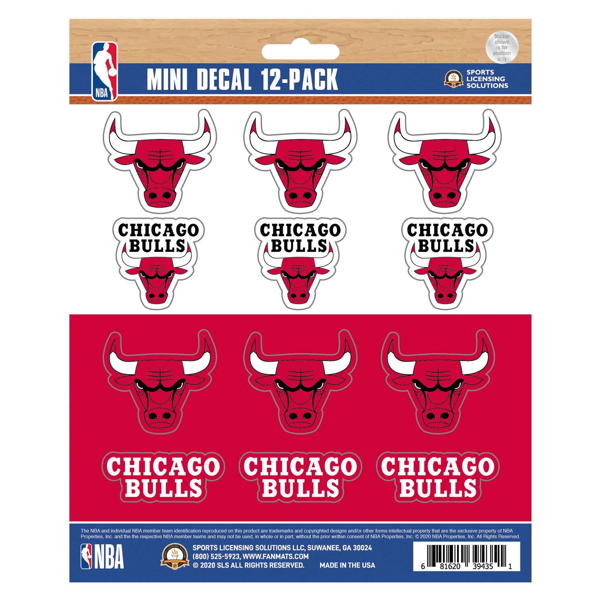 Chicago Bulls 12 Count Mini Decal Sticker Pack - Chicago Bulls