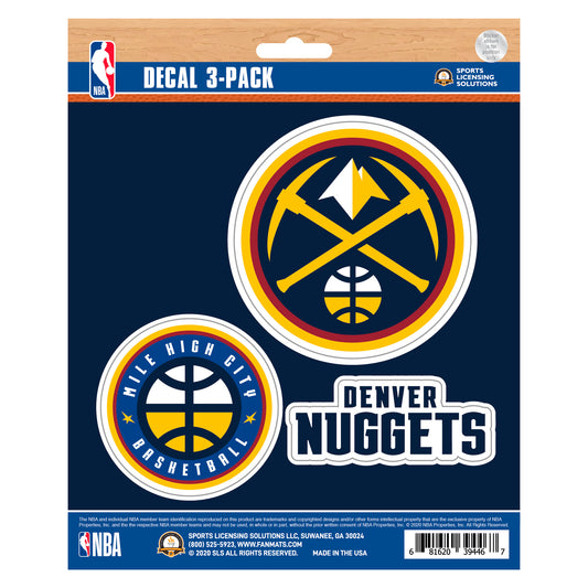 Denver Nuggets 3 Piece Decal Sticker Set