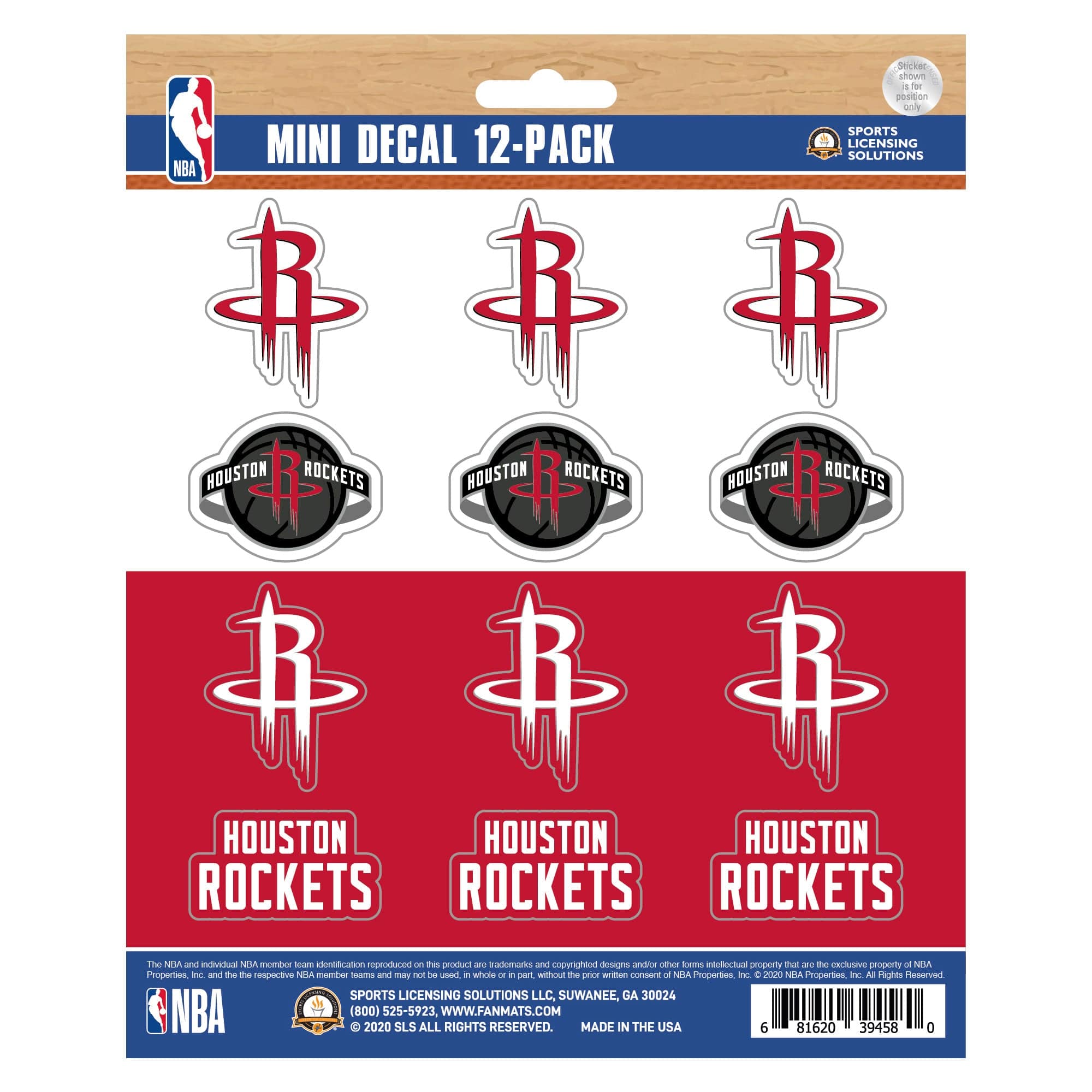 Houston Rockets 12 Count Mini Decal Sticker Pack - Houston Rockets