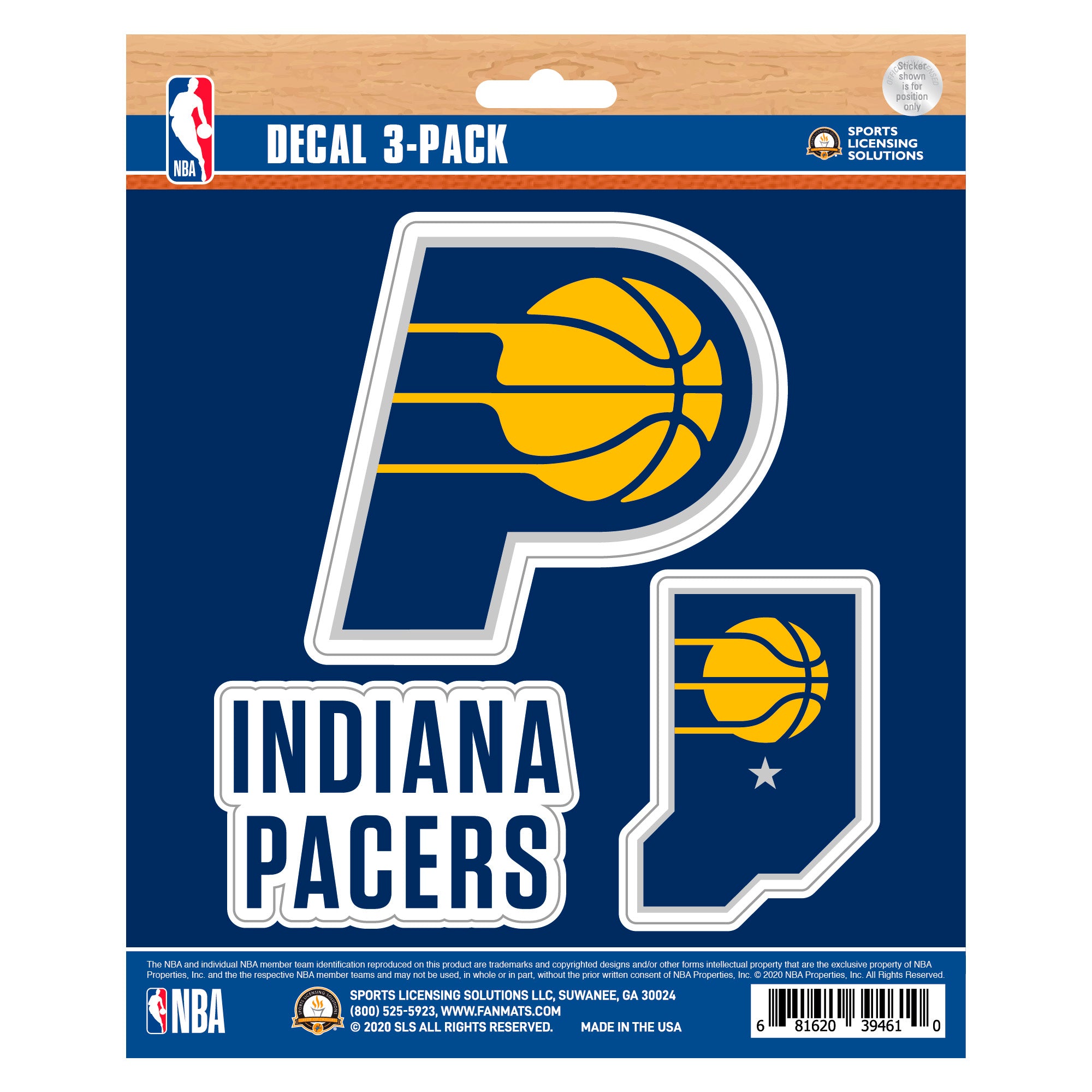 Indiana Pacers 3 Piece Decal Sticker Set