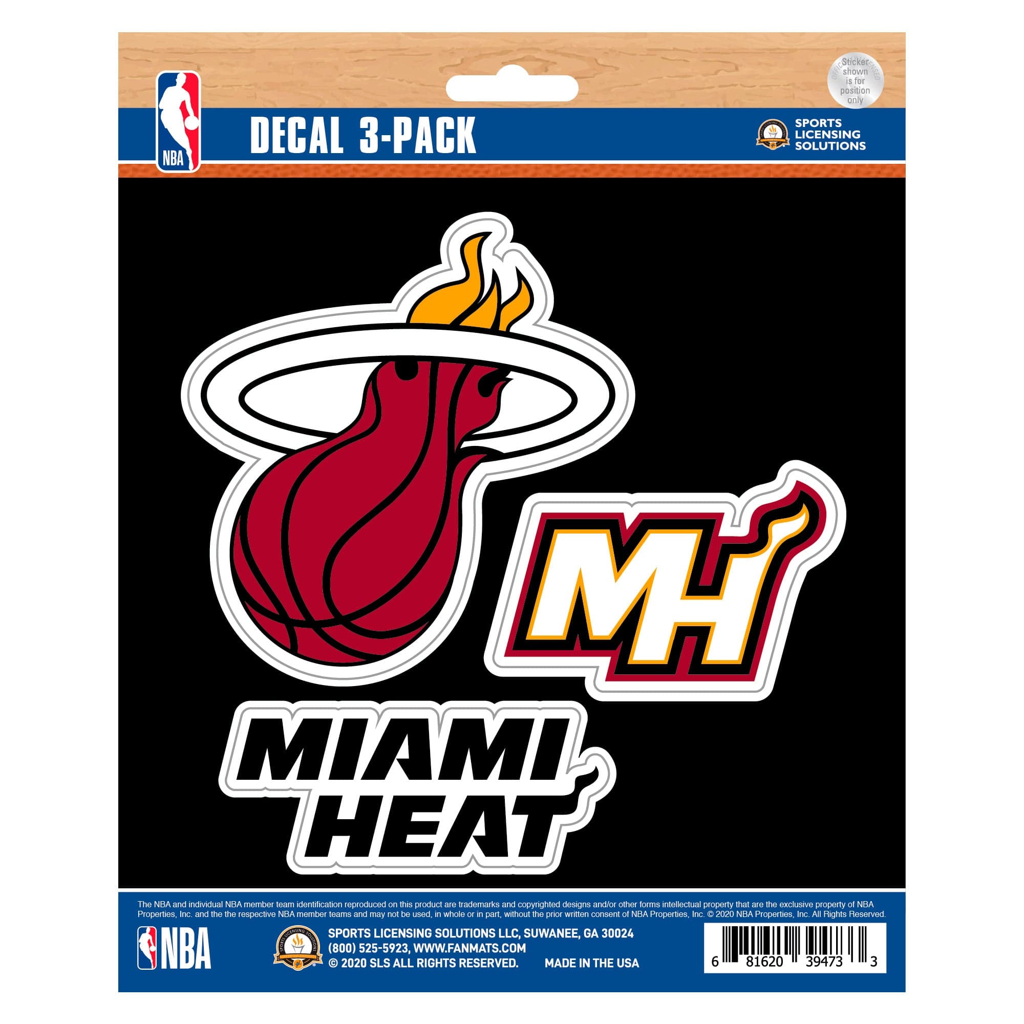 Miami Heat 3 Piece Decal Sticker Set