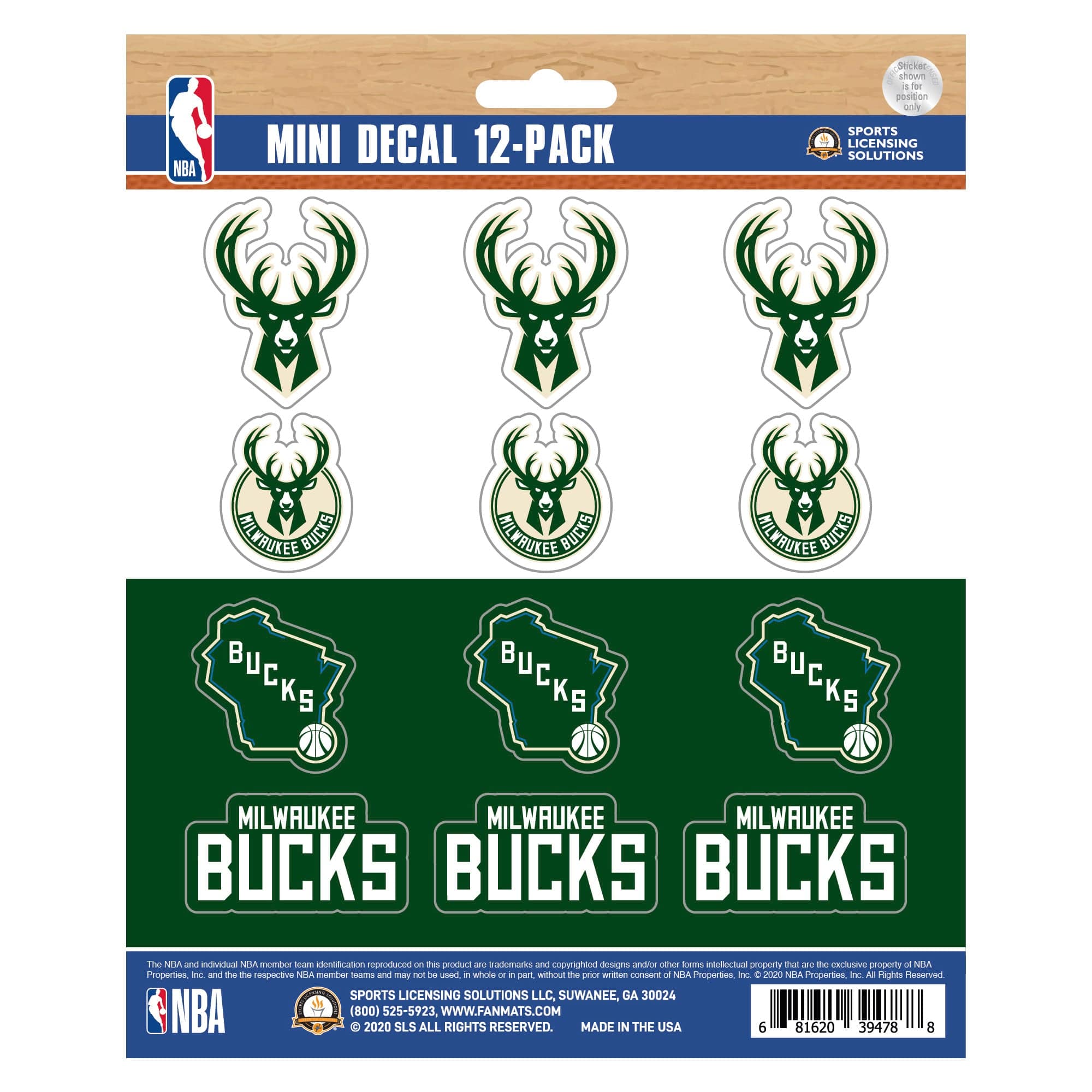 Milwaukee Bucks 12 Count Mini Decal Sticker Pack - Milwaukee Bucks