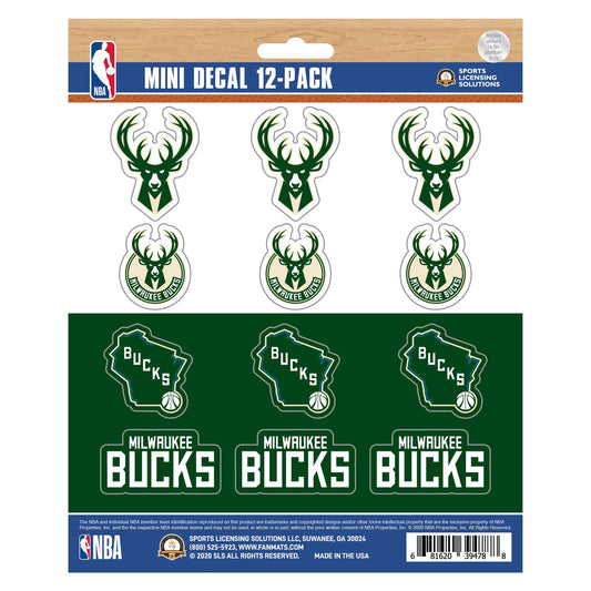 Milwaukee Bucks 12 Count Mini Decal Sticker Pack - Milwaukee Bucks