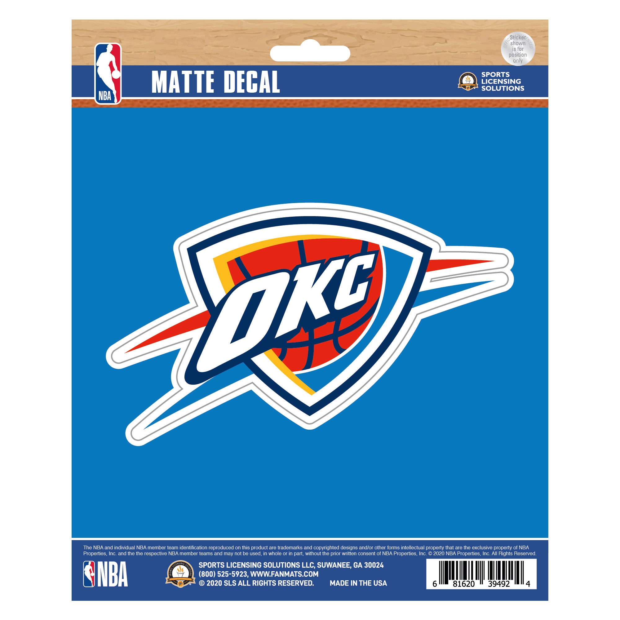 Oklahoma City Thunder Matte Decal Sticker