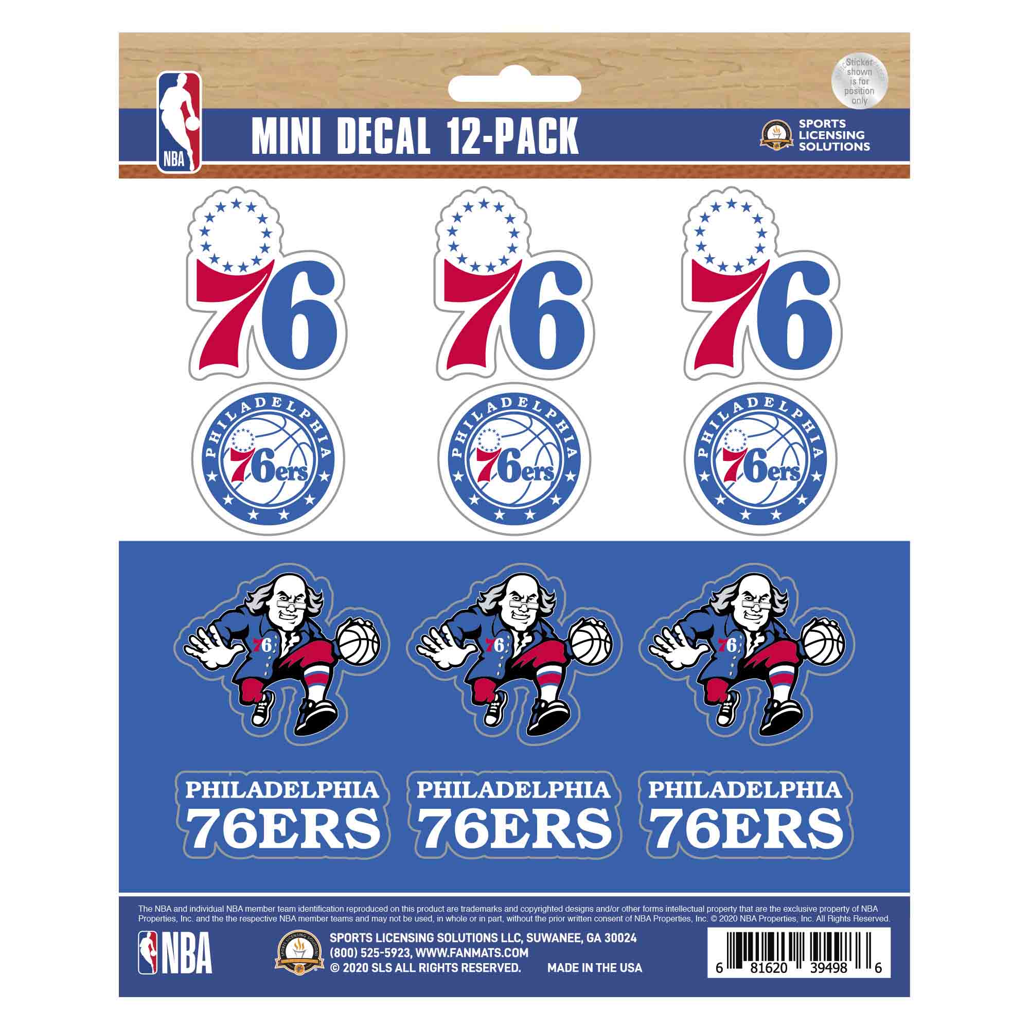 Philadelphia 76ers 12 Count Mini Decal Sticker Pack