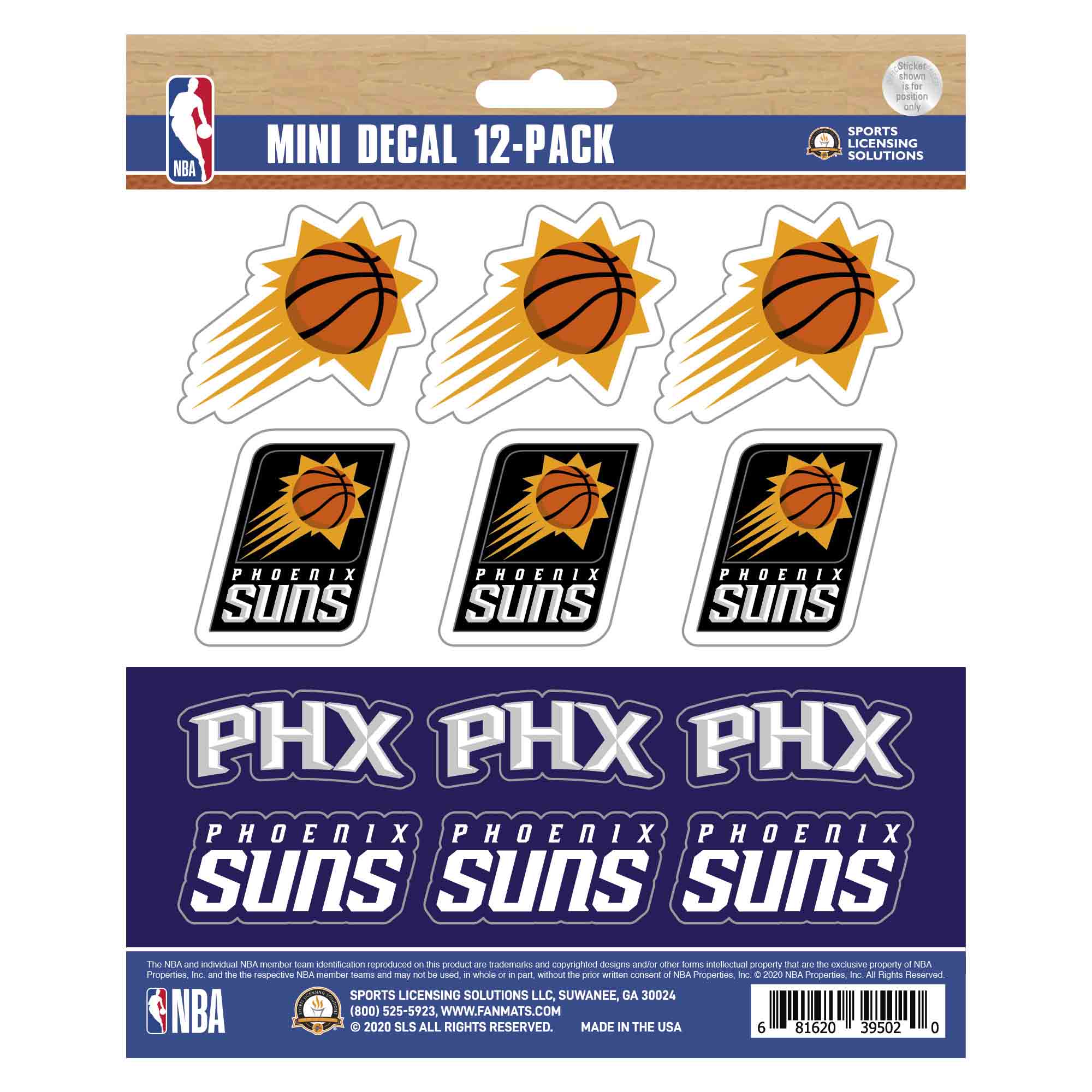 Phoenix Suns 12 Count Mini Decal Sticker Pack