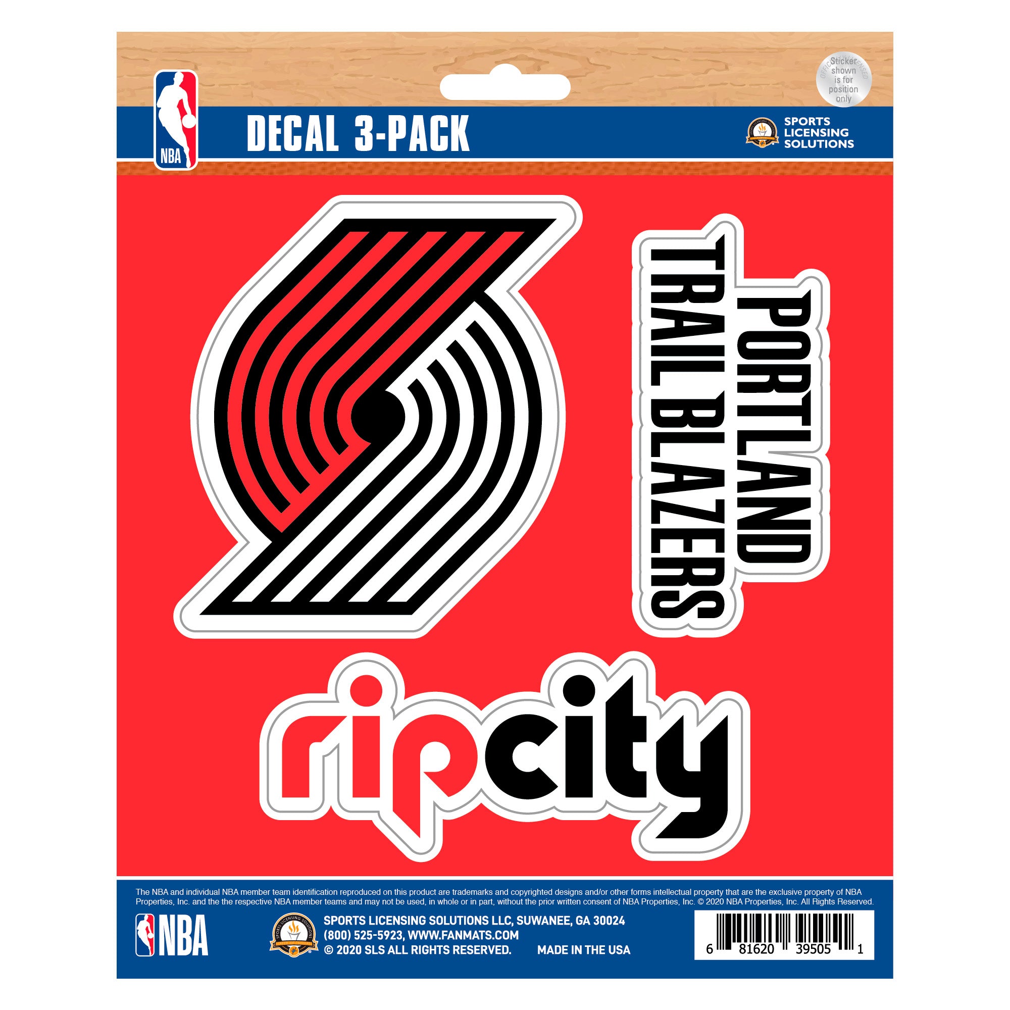 Portland Trail Blazers 3 Piece Decal Sticker Set