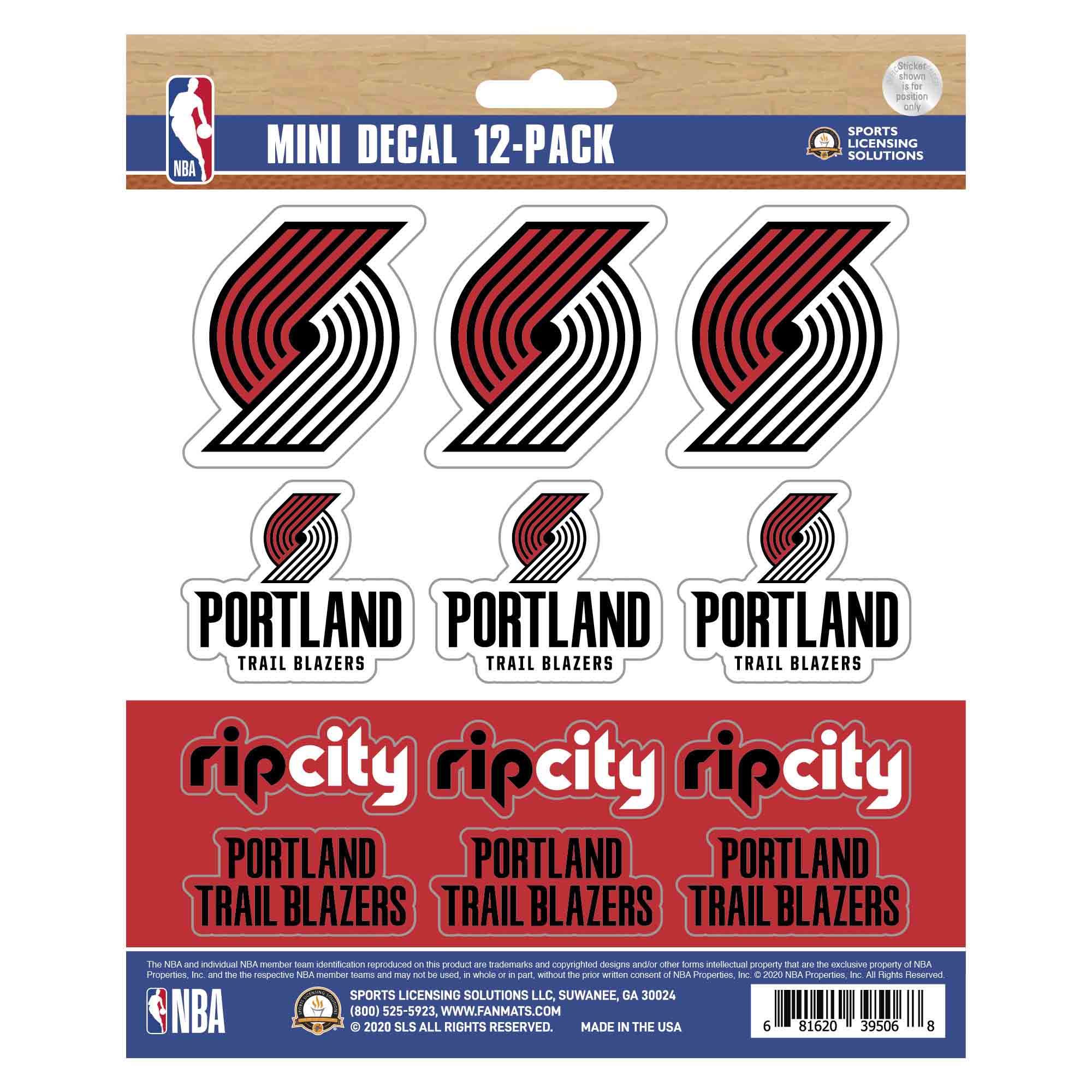 Portland Trail Blazers 12 Count Mini Decal Sticker Pack