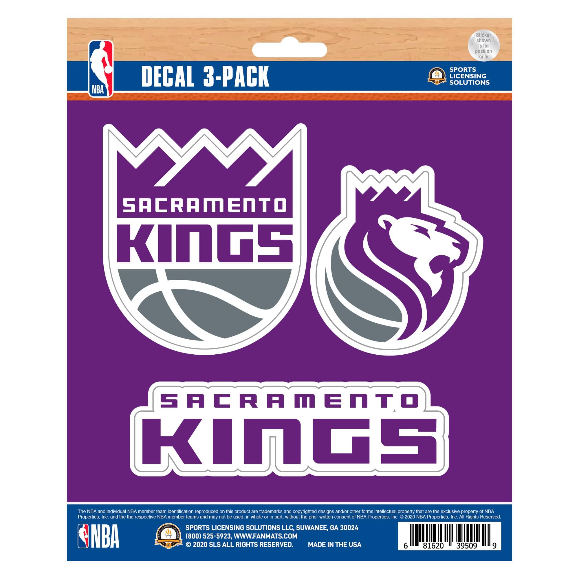 Sacramento Kings 3 Piece Decal Sticker Set - Sacramento Kings