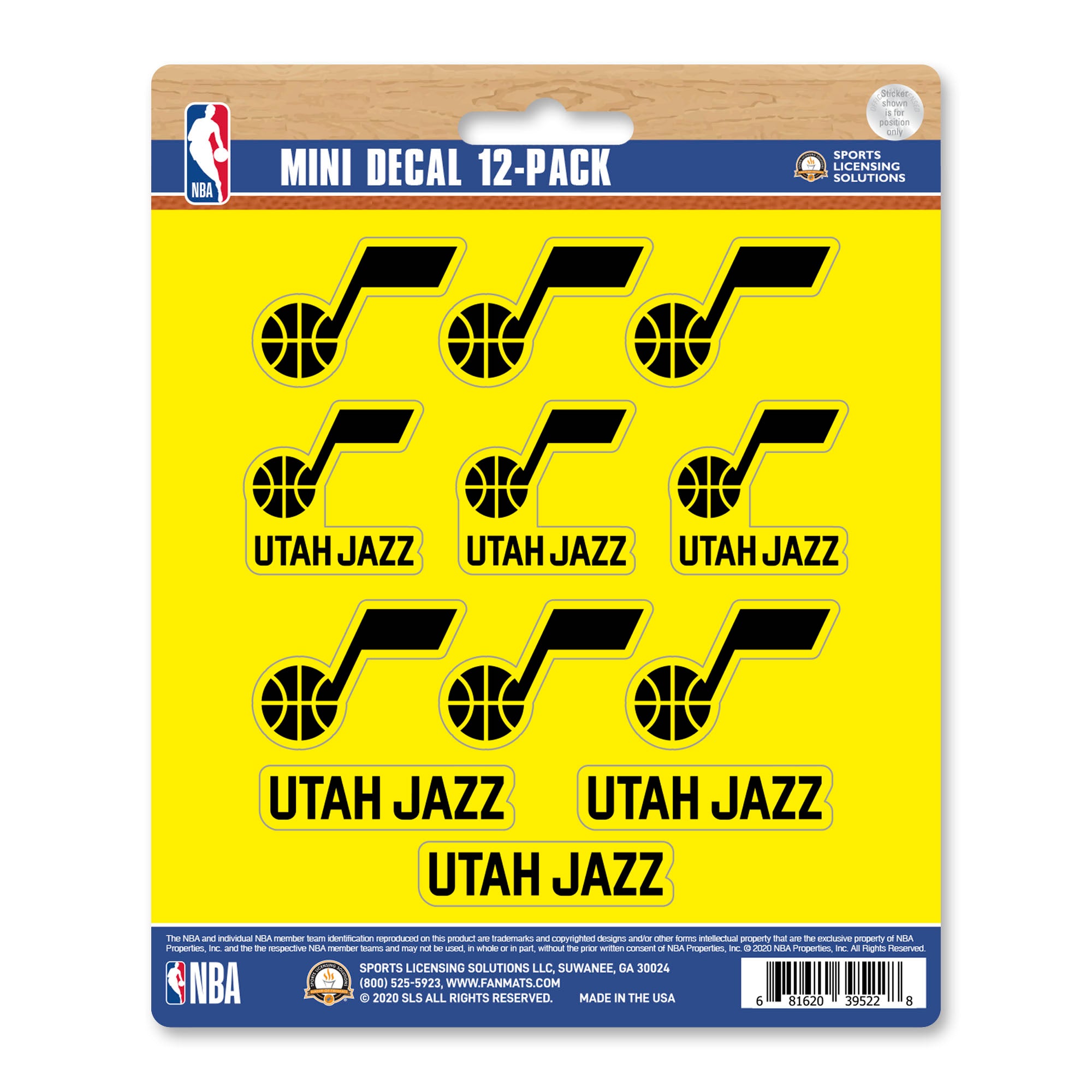 Utah Jazz 12 Count Mini Decal Sticker Pack