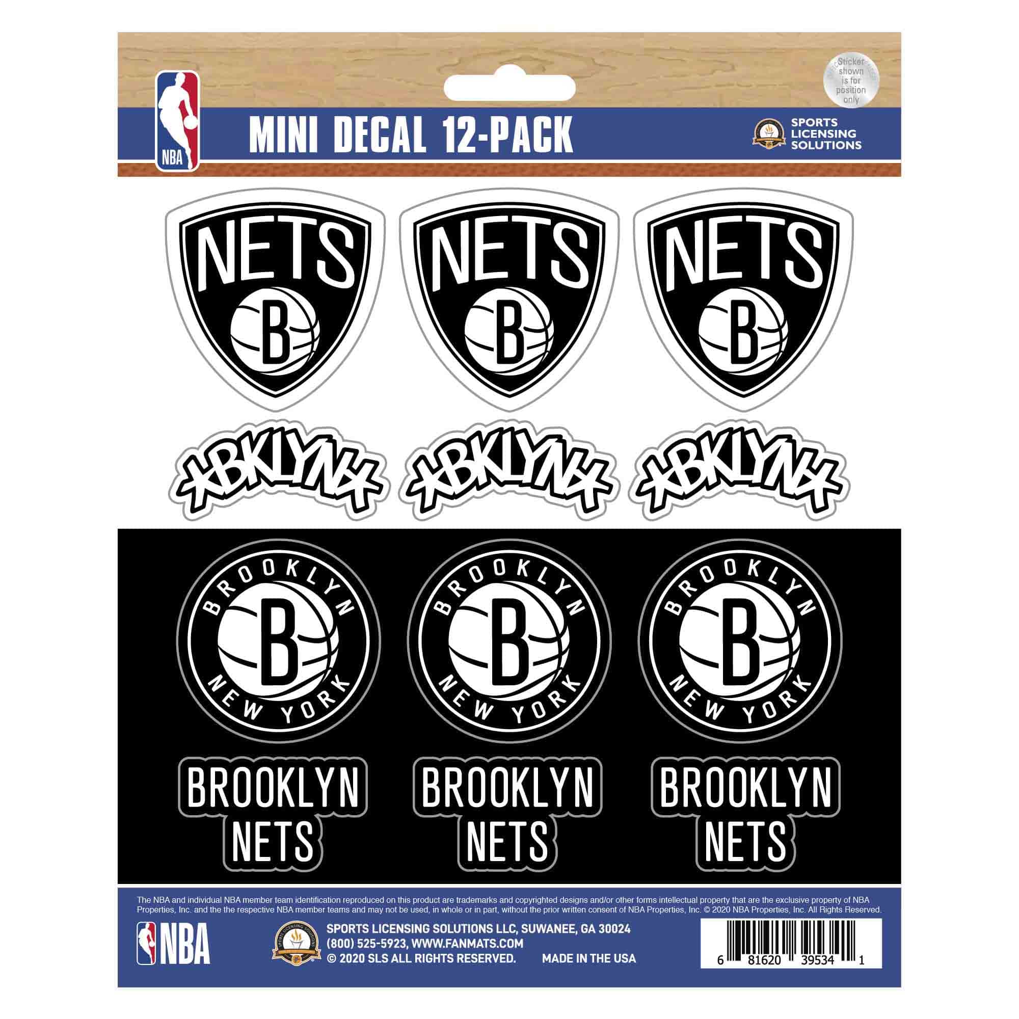 Brooklyn Nets 12 Count Mini Decal Sticker Pack - Brooklyn Nets