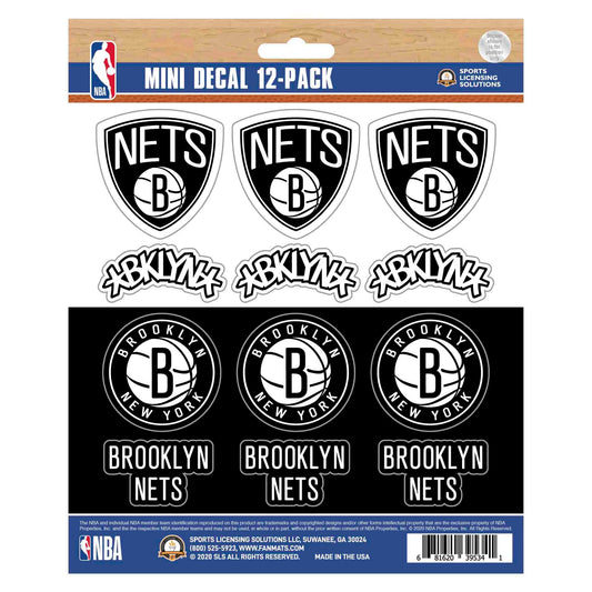 Brooklyn Nets 12 Count Mini Decal Sticker Pack - Brooklyn Nets