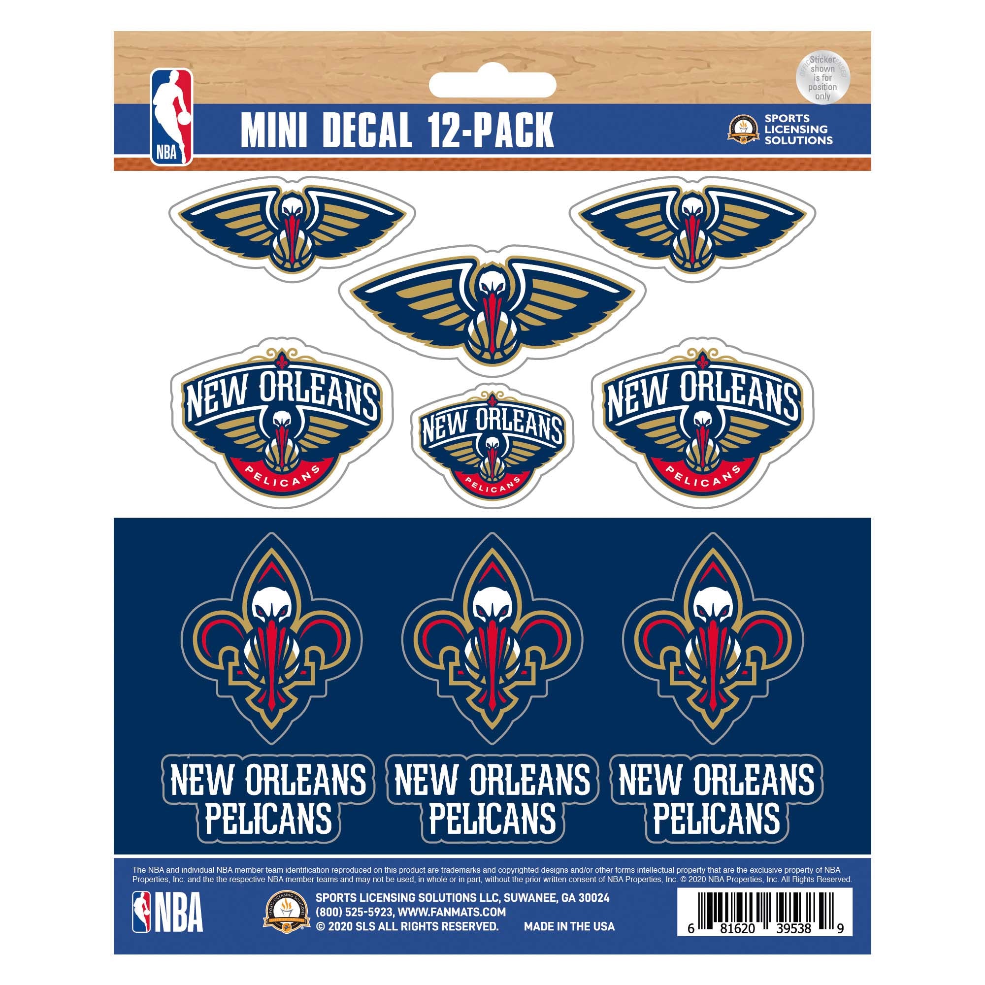 New Orleans Pelicans 12 Count Mini Decal Sticker Pack