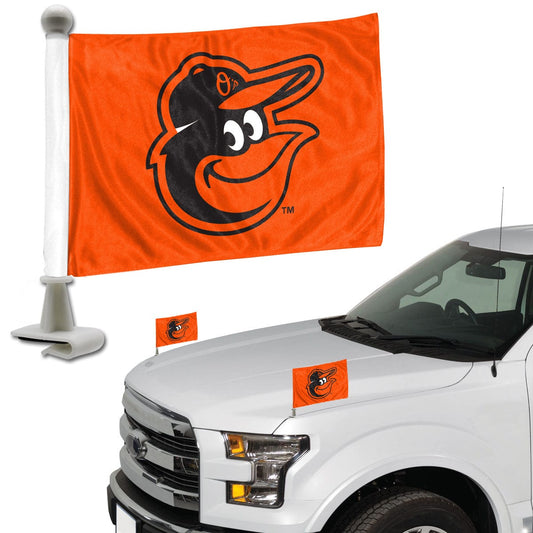 Baltimore Orioles Ambassador Car Flags - 2 Pack Mini Auto Flags, 4in X 6in - Baltimore Orioles