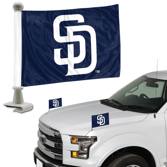 San Diego Padres Ambassador Car Flags - 2 Pack Mini Auto Flags, 4in X 6in