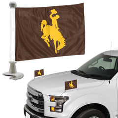 Wyoming Cowboys Ambassador Car Flags - 2 Pack Mini Auto Flags, 4in X 6in