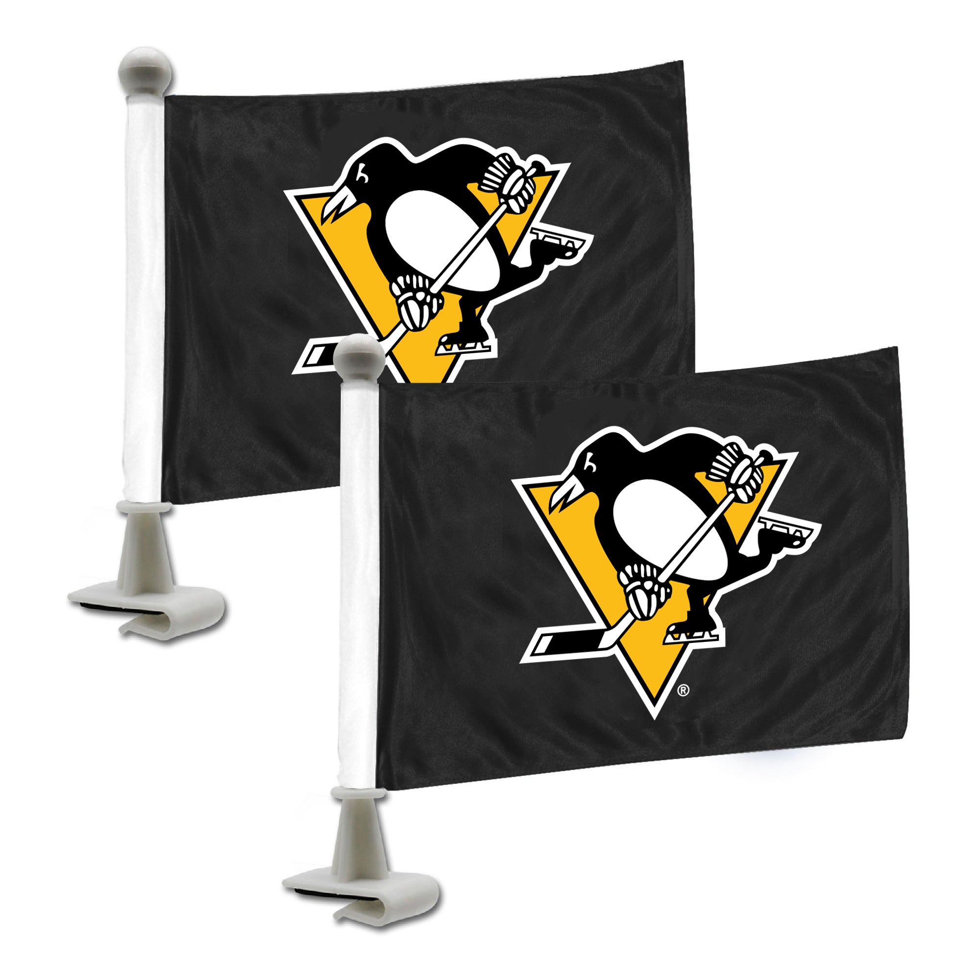 Pittsburgh Penguins Ambassador Car Flags - 2 Pack Mini Auto Flags, 4in X 6in