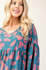 Celeste Full Size Tiered Floral V-Neck Long Sleeve Blouse - Trendsi