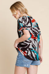 BOMBOM Printed Round Neck Short Sleeve T-Shirt - Trendsi