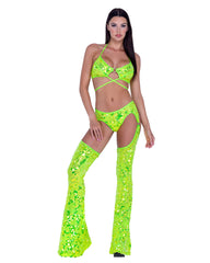 Roma Costume 6411 Sequin Criss Cross Top with Ring Hardware - Roma Costume