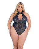 Roma Costume 6431 Sequin Fishnet Keyhole Romper - Flyclothing LLC