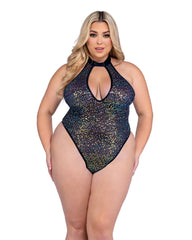 Roma Costume 6431 Sequin Fishnet Keyhole Romper - Flyclothing LLC