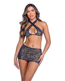 Roma Costume 6433 Sequin Fishnet Criss-Cross Top