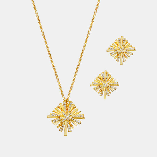 Starburst Gold-Plated Earrings and Necklace Set Trendsi