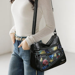 PU Leather Rose Pattern Shoulder Bag - Trendsi